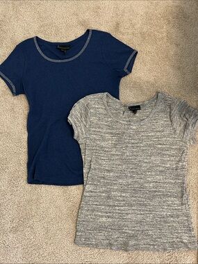 Set of Two Short Sleeve  Tees - Navy & Heather Gray